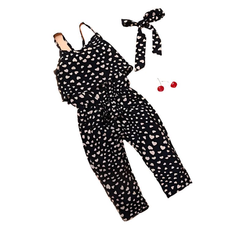 Cotton Polka Dot Strap Girls Jumpsuit