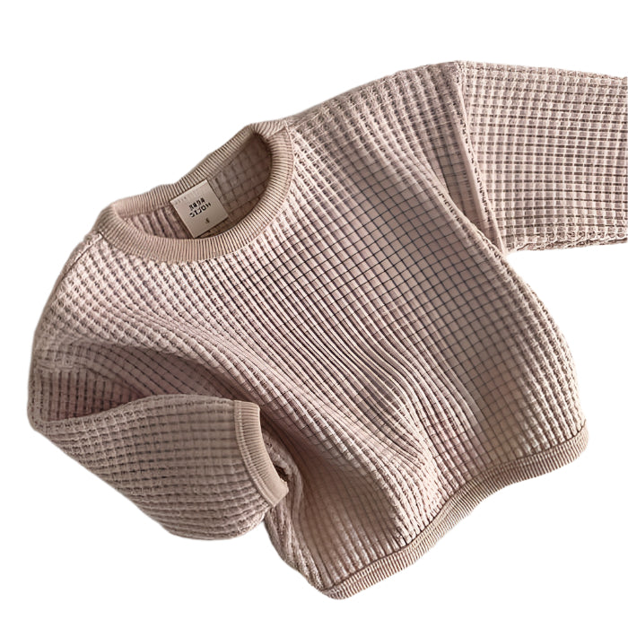 Babies Waffle Loose Pullover T-shirt