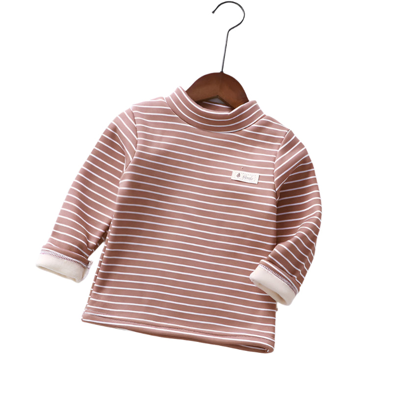 Striped Mid-Neck Single-Piece Neck Bottoming Shirt