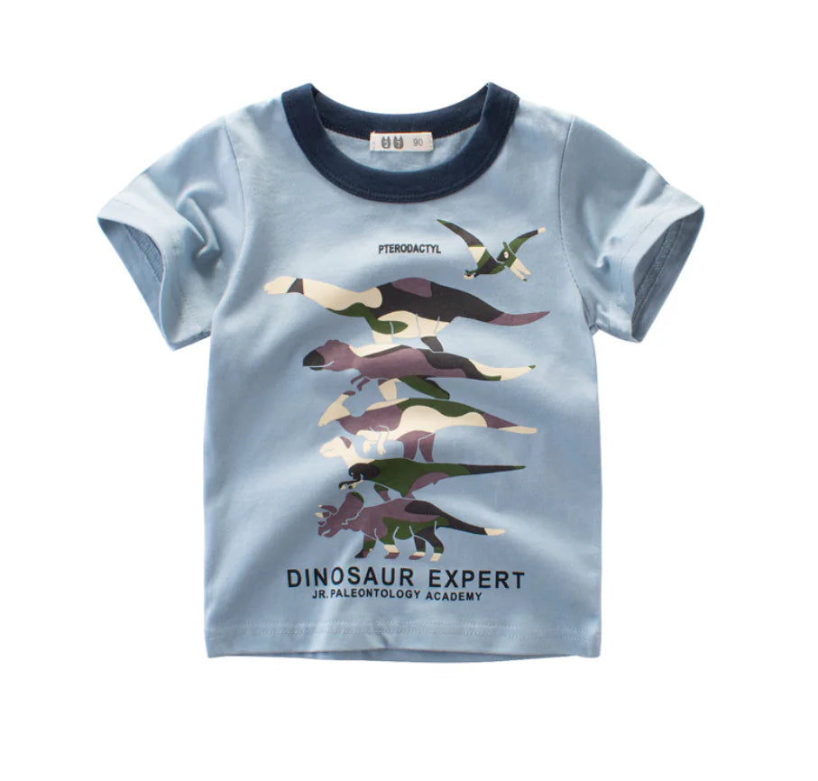 Boys' Short Sleeve T-Shirt with Dinosaur Design