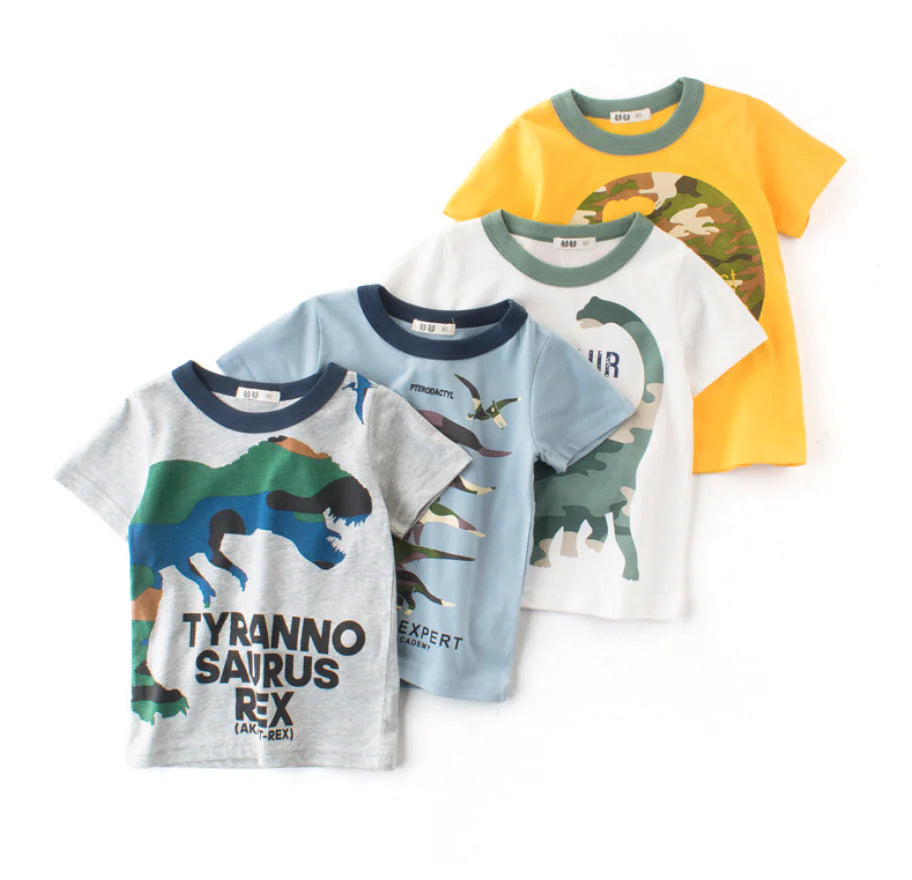 Boys' Short Sleeve T-Shirt with Dinosaur Design