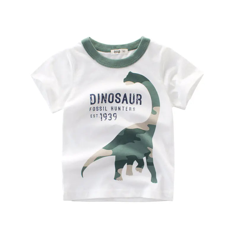 Boys' Short Sleeve T-Shirt with Dinosaur Design