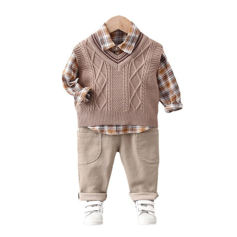 Boy Sweater Vest Three-piece Set