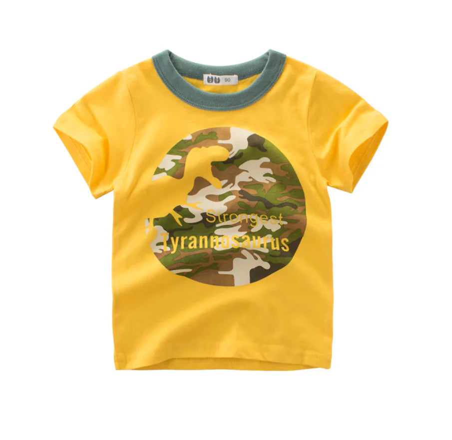 Boys' Short Sleeve T-Shirt with Dinosaur Design