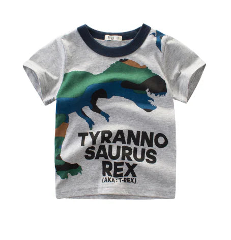 Boys' Short Sleeve T-Shirt with Dinosaur Design