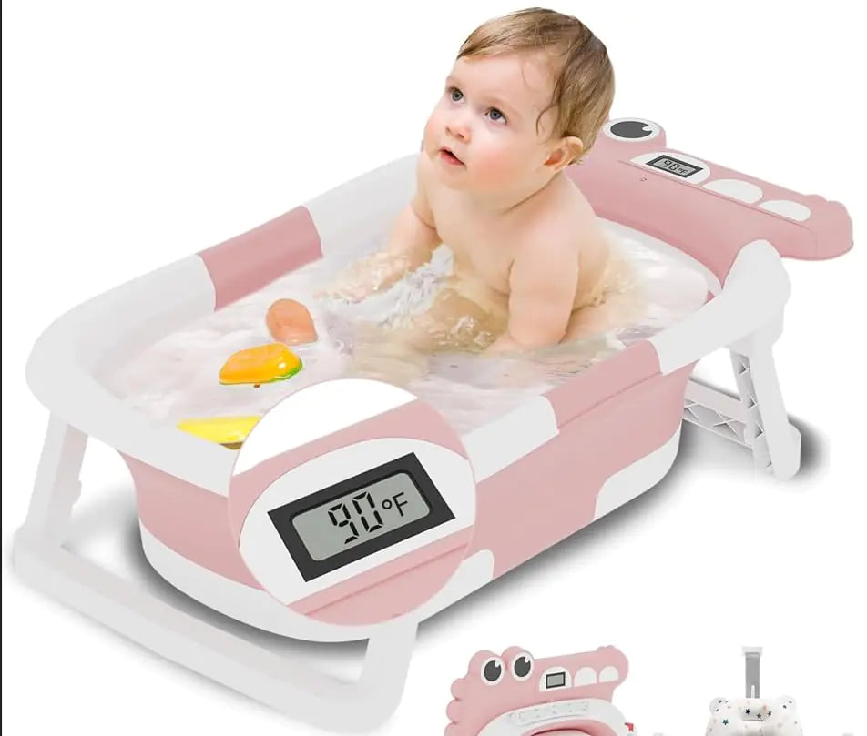Baby Bathtub with Soft Cushion & Thermometer