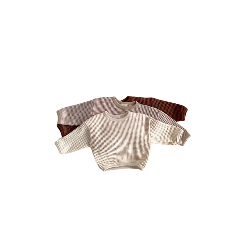 Babies Waffle Loose Pullover T-shirt