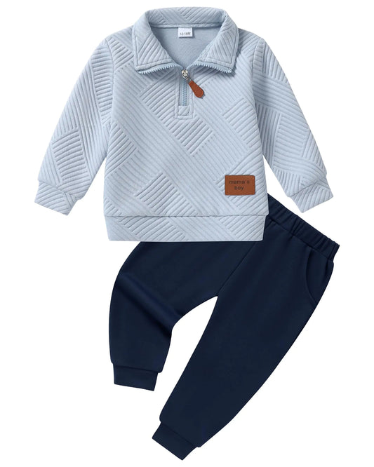 Baby Boy Long Sleeve Solid Sweatshirt and Pants 2 Piece