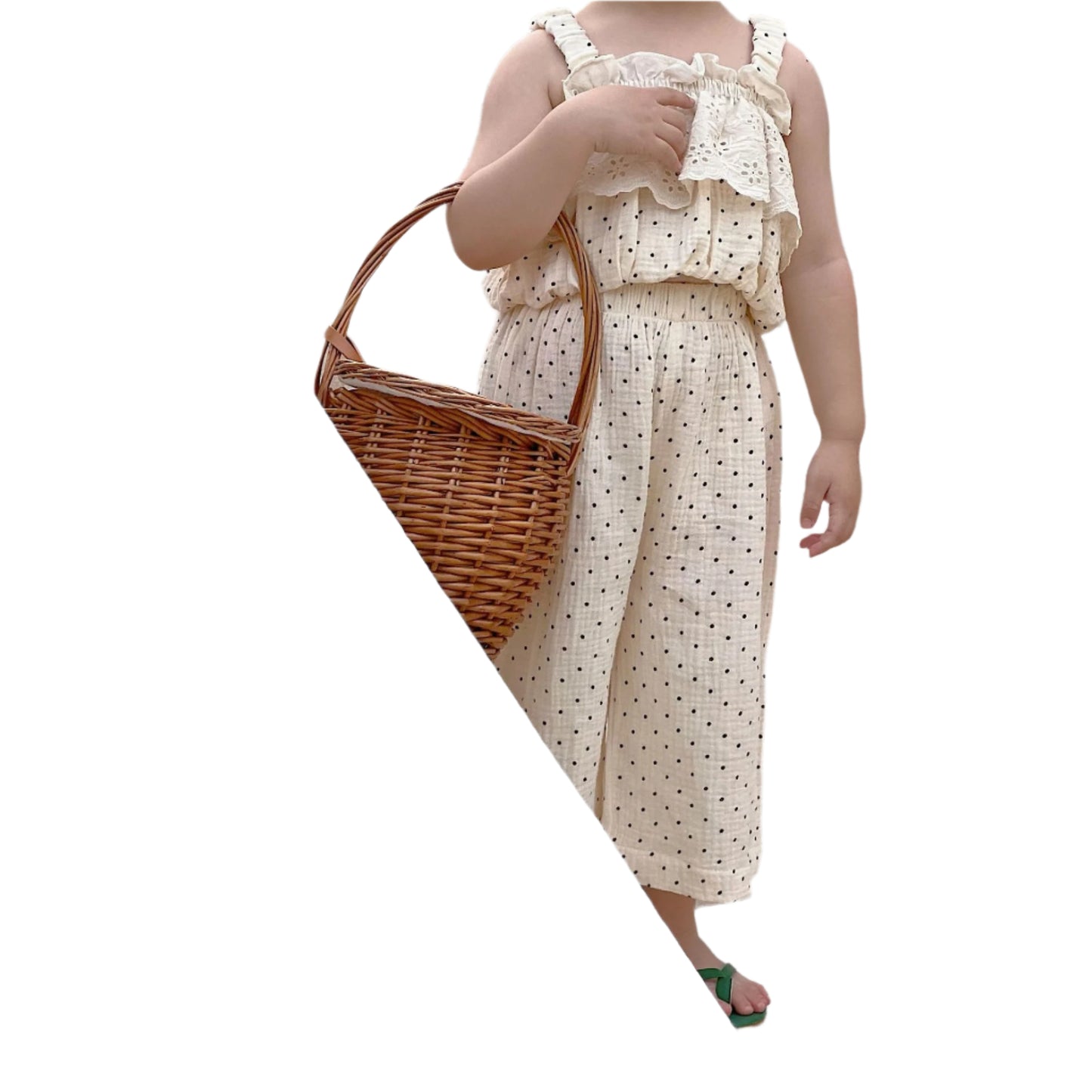 Fashion Personality Girl's Polka Dot Sling Suit