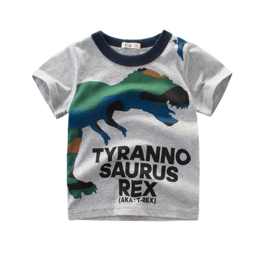 Boys' Short Sleeve T-Shirt with Dinosaur Design