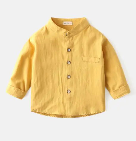 Boys' Solid Color Stand Collar Shirt