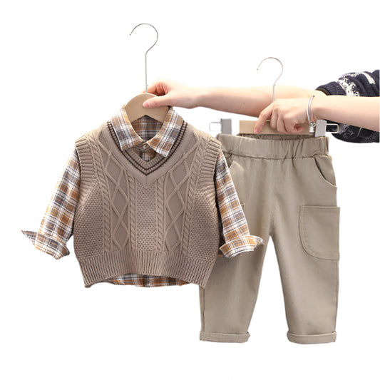 Boy Sweater Vest Three-piece Set