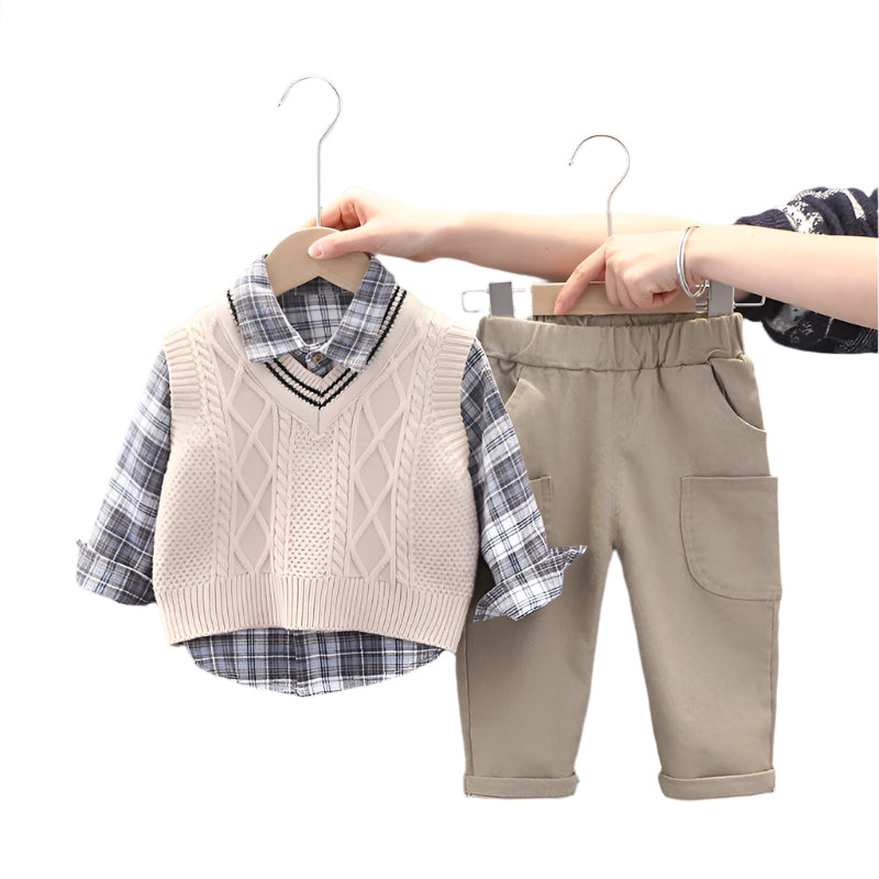 Boy Sweater Vest Three-piece Set