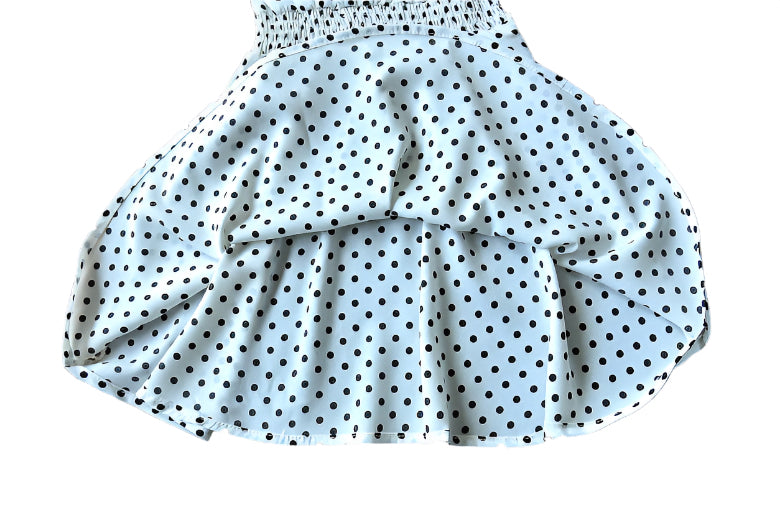 Round Neck Off-the-shoulder Polka-dot Fungus-trimmed Midi Dress
