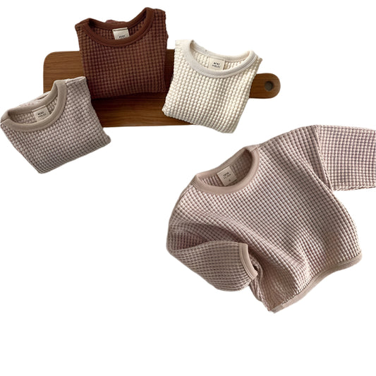 Babies Waffle Loose Pullover T-shirt