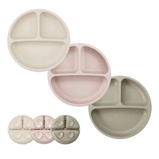 3 Pack Toddler Plates Divided Suction Silicone Baby and Toddler PlatesNon-Slip