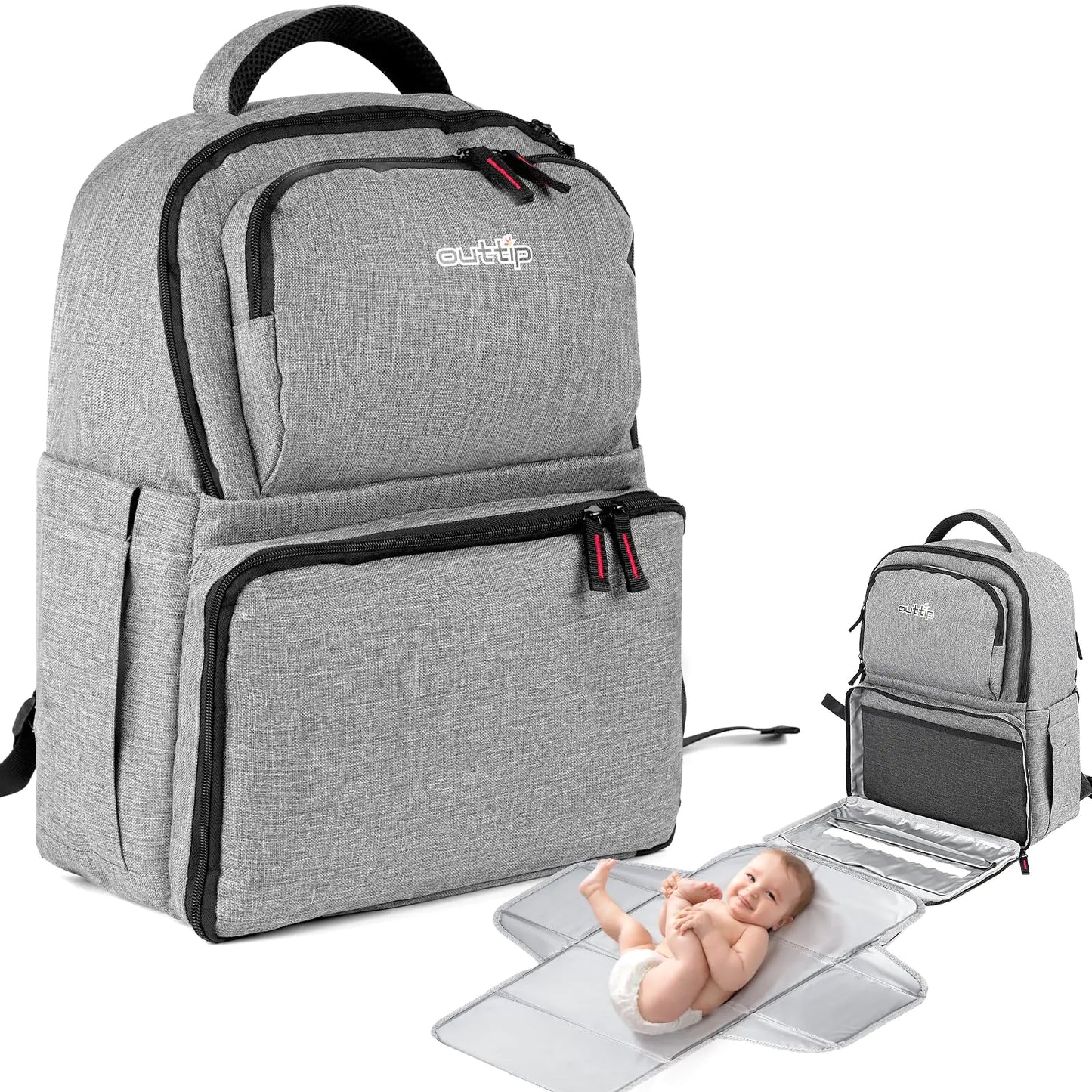 Baby Diaper Bag BackpackWith Detachable Portable Changing Pad