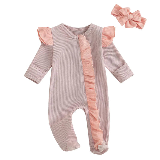 Baby Footies Waffle Baby Girl Jumpsuit Romper
