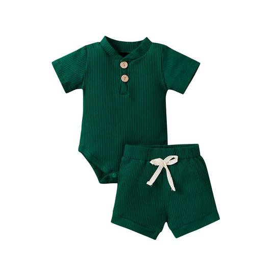 Unisex Infant Solid Short Sleeve Tops Shorts