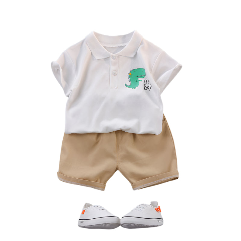 Dinosaur T-shirt Boy Cartoon Two-piece Suit