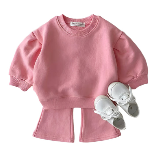 Toddler Spring And Autumn Girls Cotton Suit Candy Color
