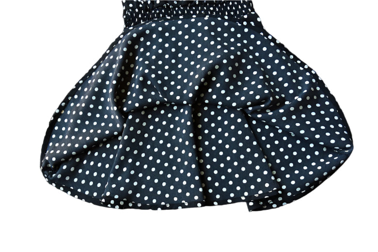 Round Neck Off-the-shoulder Polka-dot Fungus-trimmed Midi Dress