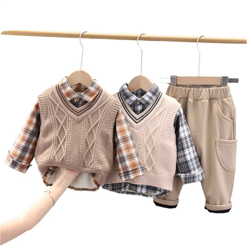 Boy Sweater Vest Three-piece Set