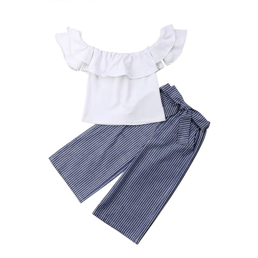 Outfit with Shoulder Top and Wide Leg Pants
