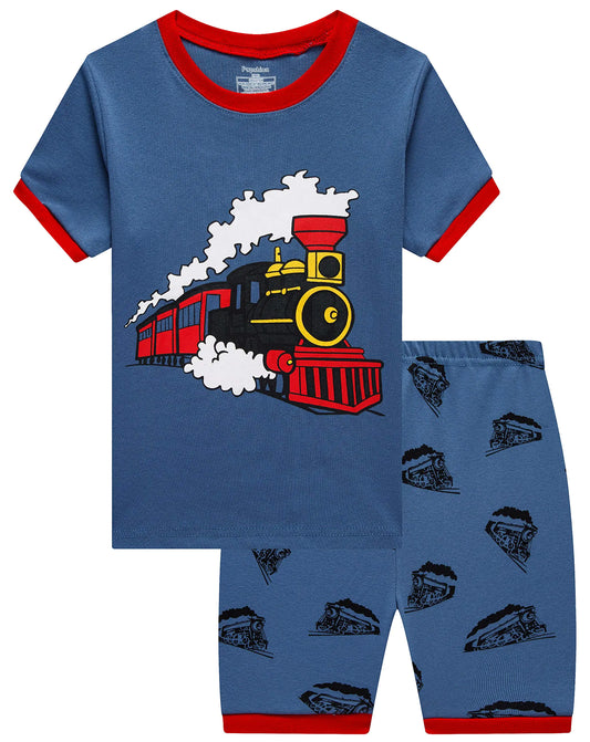 Cotton Train Pajamas for Boys 2 Piece
