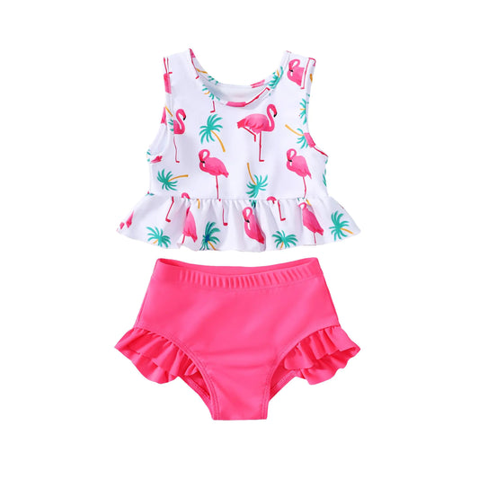 Baby Girls Swimsuit Cute Ruffle 2 Piece Tankni Top and Bikini