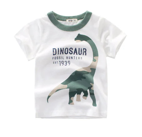 Boys' Short Sleeve T-Shirt with Dinosaur Design